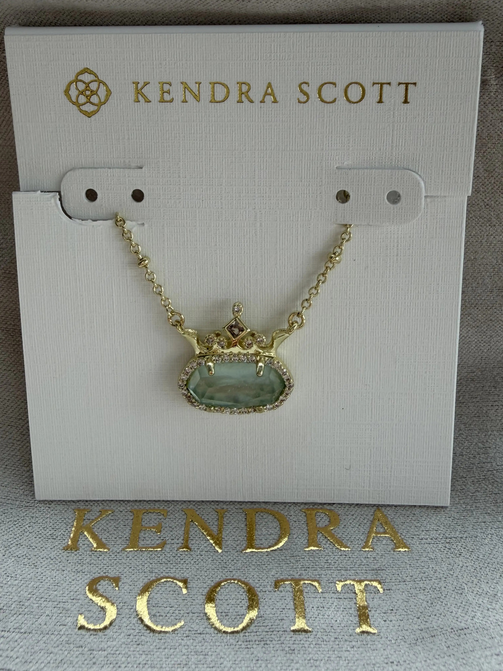 Kendra Scott Green Crown Pendant Necklace